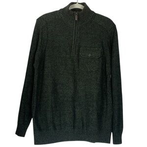 Outdoor Life popover quarter zip chest pocket sweater Sz L Army green